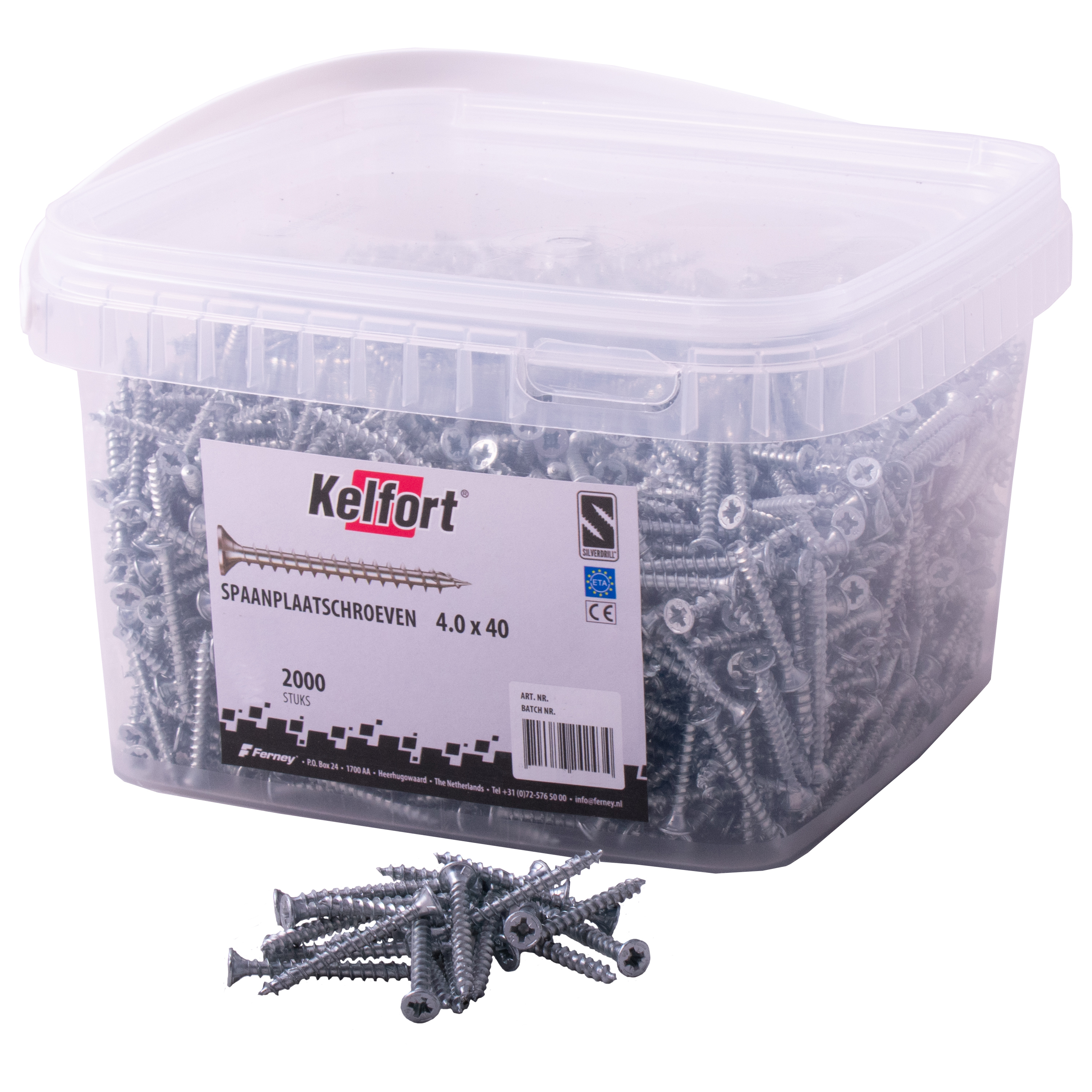 Spaanplaatschroef Verzinkt Kelfort - 4.0X 40MM PZ2 2000ST IN EMMER