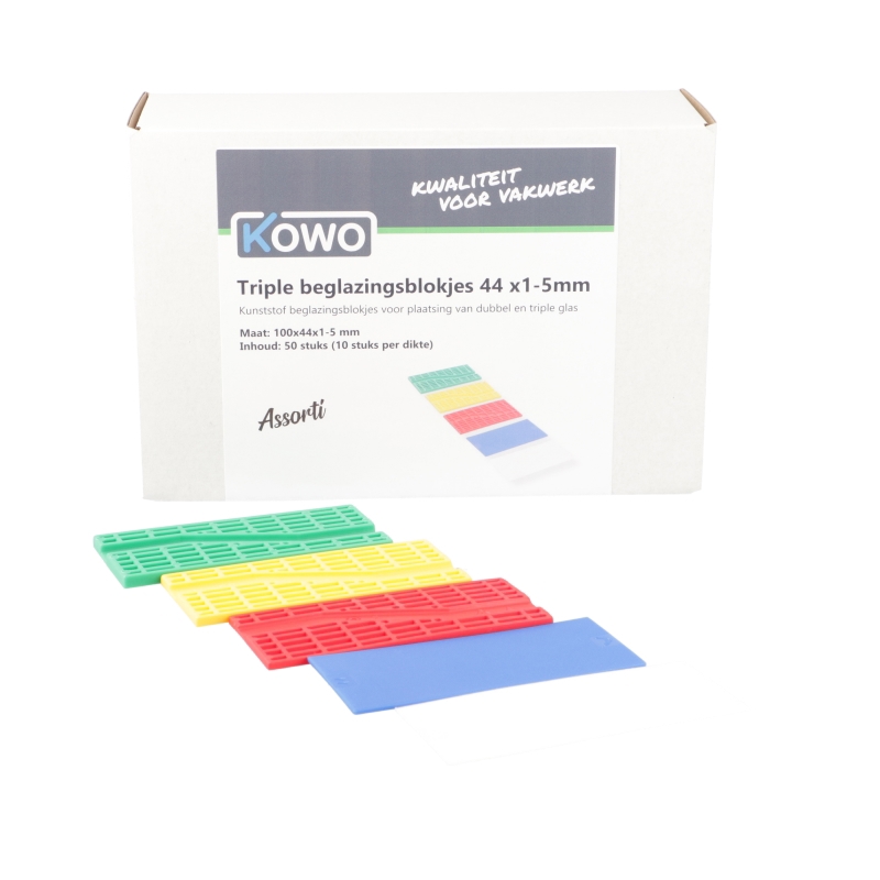 Assortiment Beglazingsblokjes Kunststof - DOOS à 50 STUKS