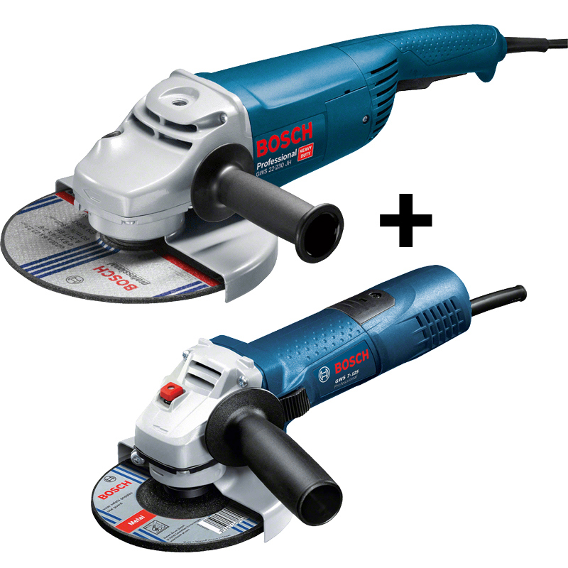 Combiset Haakse Slijpers Bosch - GWS 22-230 JH + GWS 7-125