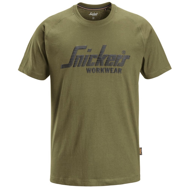 T-Shirt Logo Snickers - 2590 KHAKI GROEN 3XL