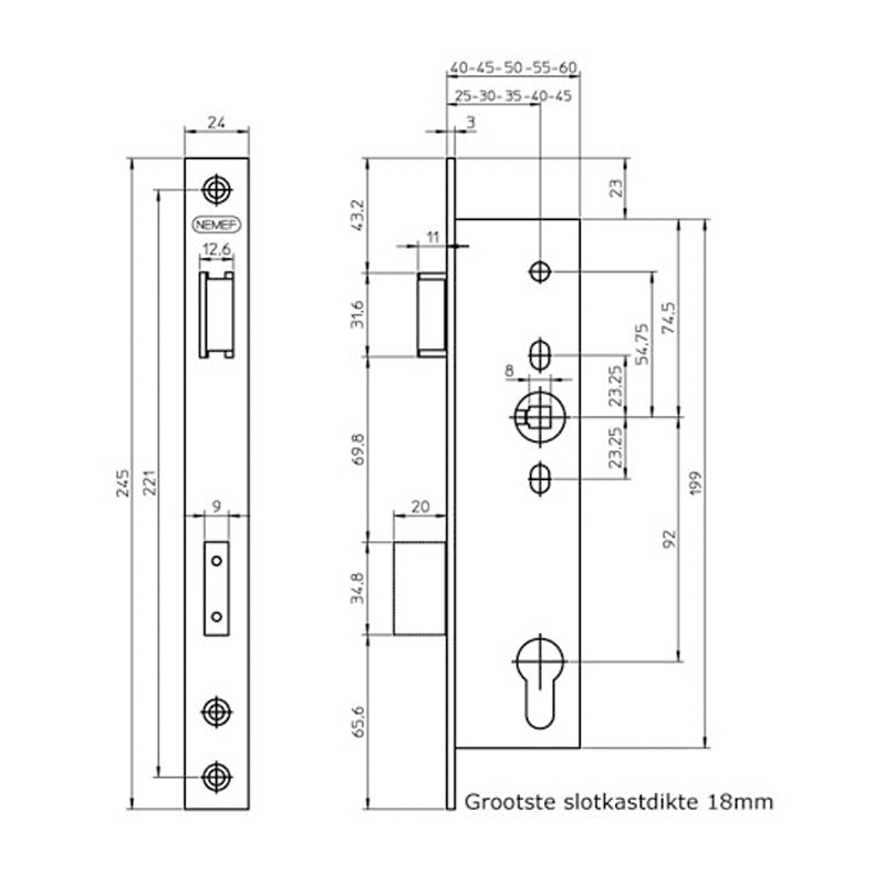 veiligheidssmaldeurslot insteek nemef-5