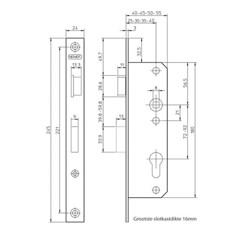 smaldeurslot insteek d&n pc nemef-5