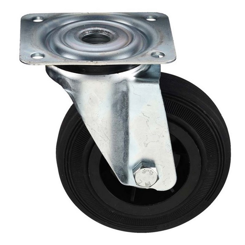 Zwenkwiel Zwart Volrubber - 100MM MAX. 70KG