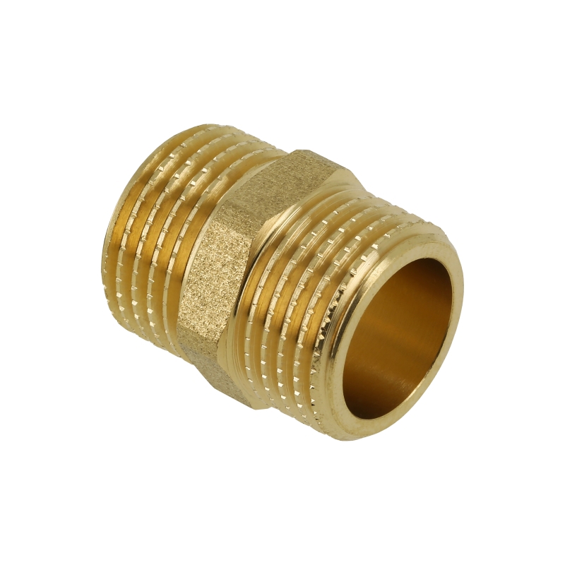 Nippel Dubbel Messing - 1/4'' BU