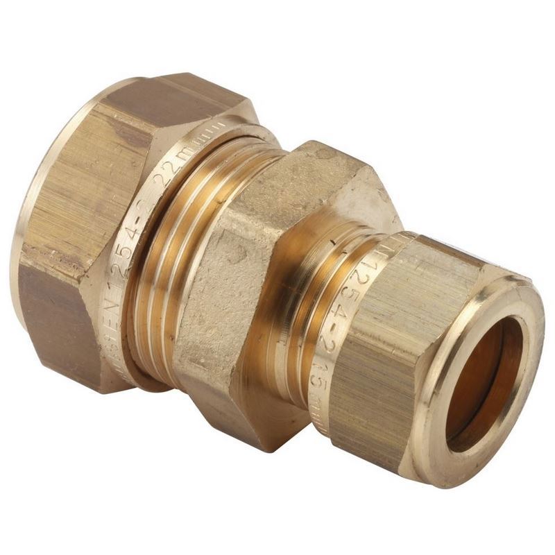 Knel Verloopkoppeling Messing - 22X15MM