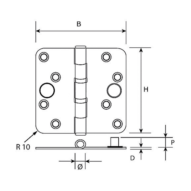 vh-kogellagerscharnier rvs dx-4