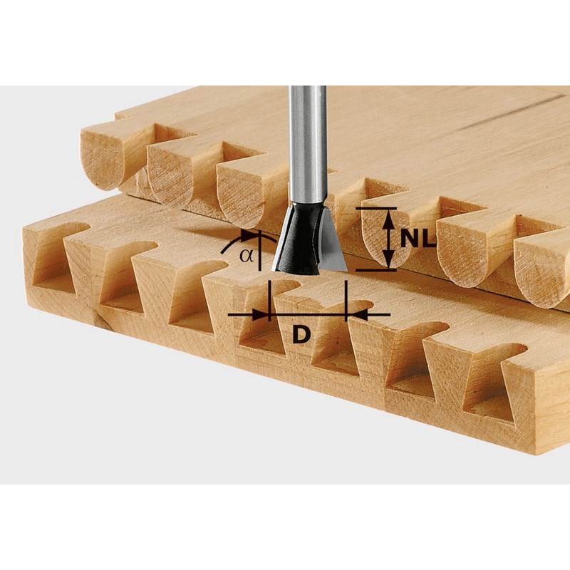 Zwaluwstaartfrees Hardmetaal Festool - HW S8 D16/13.5/15°