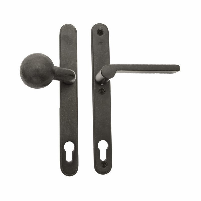 Voordeursmalgarnituur Veroud.IJzer Zwart - PURE TOP+PH1928 RW PC72MM