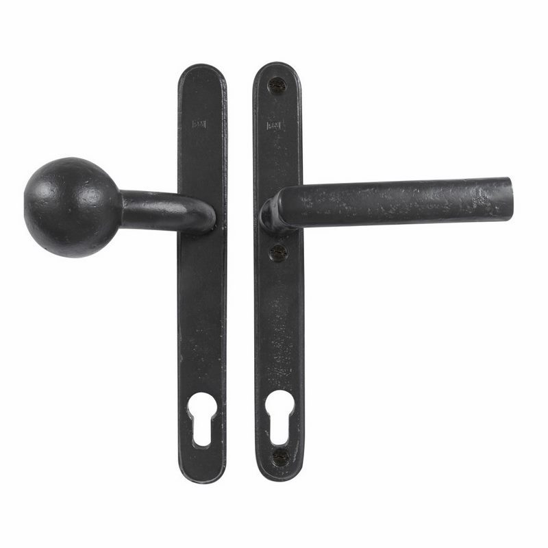 Voordeursmalgarnituur Veroud.IJzer Zwart - PURE TOP+PH1930 PC92MM