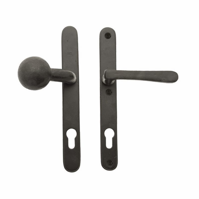 Voordeursmalgarnituur Veroud.IJzer Zwart - PURE TOP+PHL PC92MM