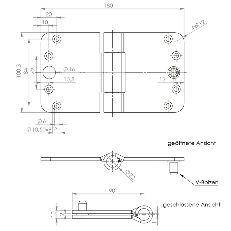 glijlagerscharnier verzinkt bsw-3