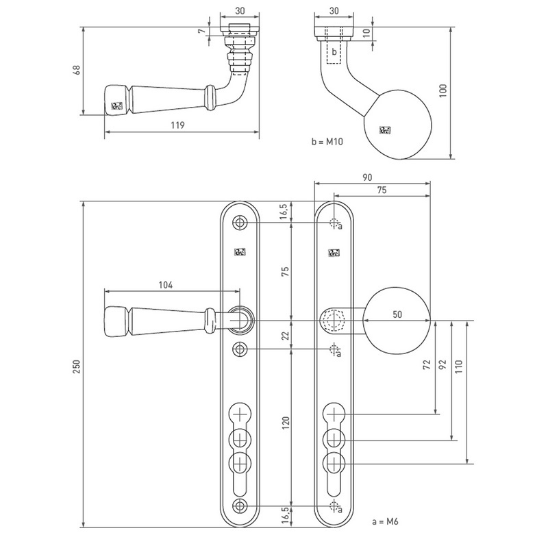 voordeursmalgarnituur ruw brons-3