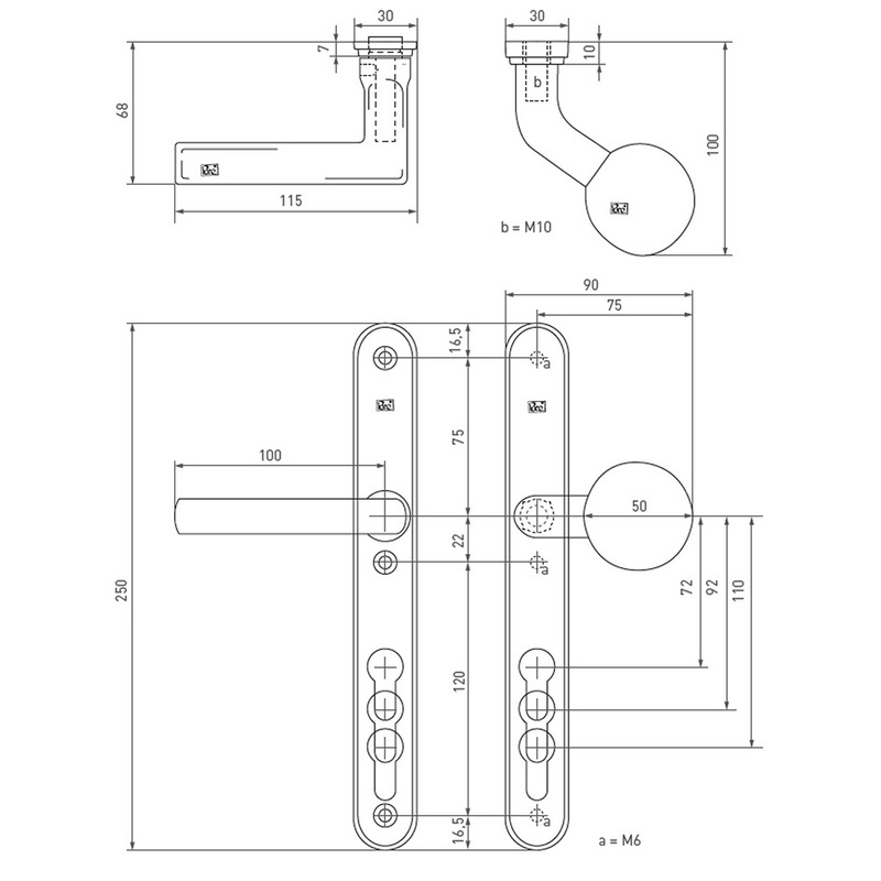 voordeursmalgarnituur mat wit brons-3