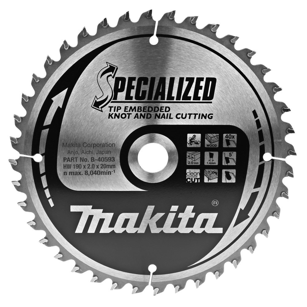Cirkelzaagblad Hm Makita - 190X2.0X20MM 40T ATB