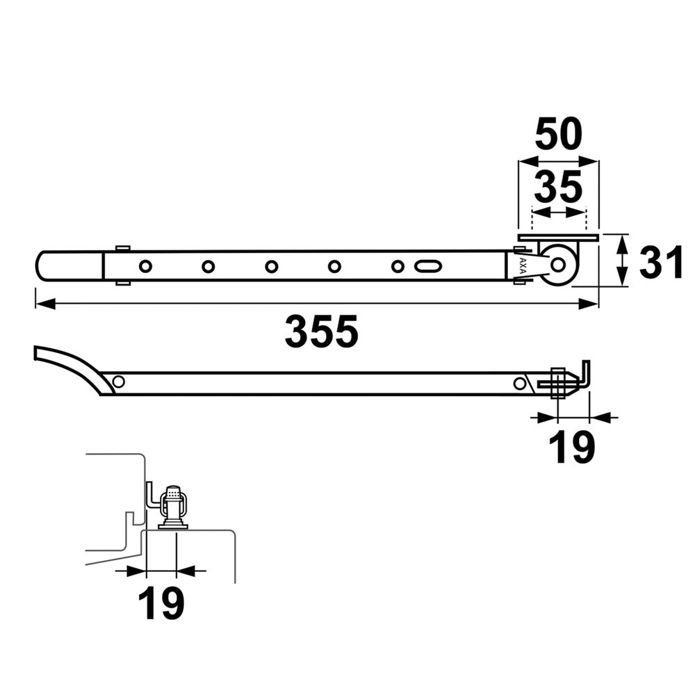 raamuitzetter rvs/zwart axa-4