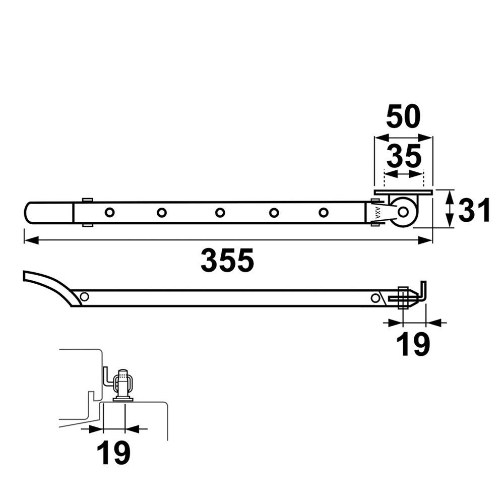 raamuitzetter rvs/zwart axa-4