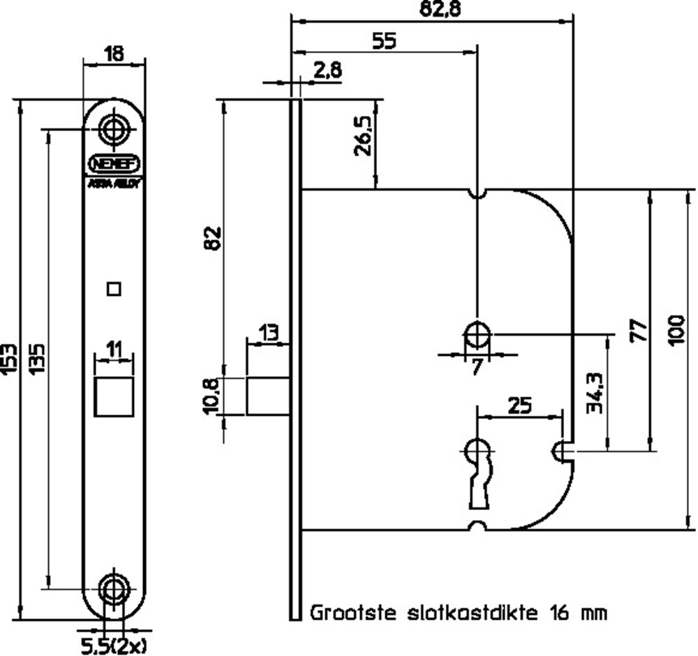 deurslot insteek kast klavier nemef-3