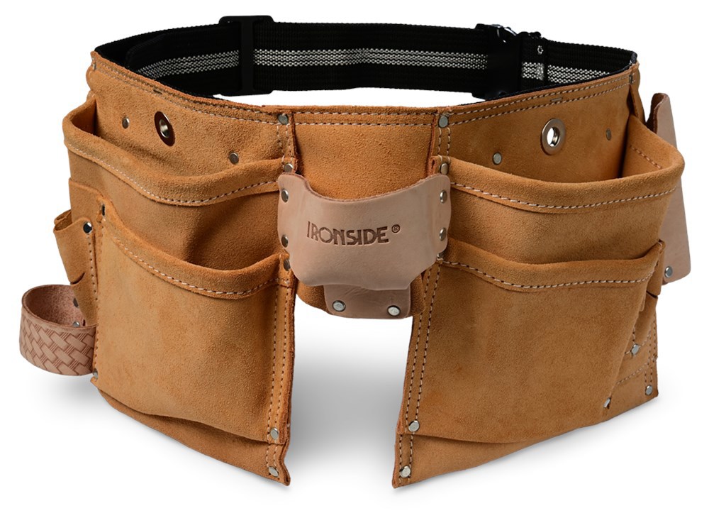 Gereedschapsgordel Leer Ironside - GEEL/ZWART 11 VAKKEN