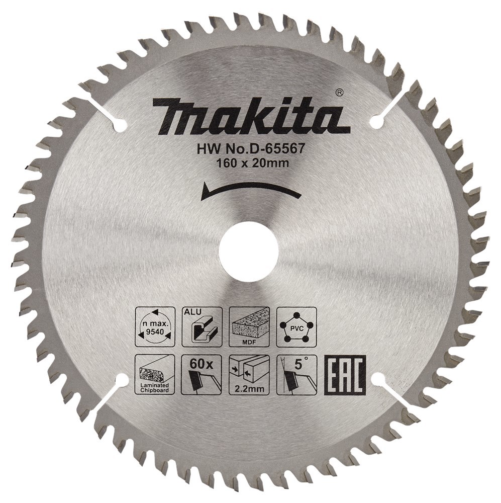 Cirkelzaagblad Hm Makita - 160X2.2X20MM 60T TCG