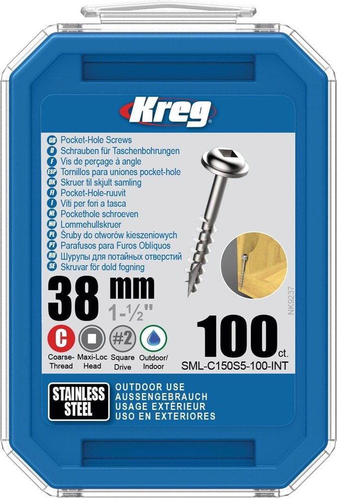 Pockethole Schroef Rvs Kreg - 38MM MAXI-LOC SQDR2