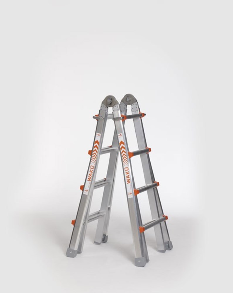 Vouwladder Telescoop Alu.Ongecoat Waku - WKTL101 4X 4 TREDEN
