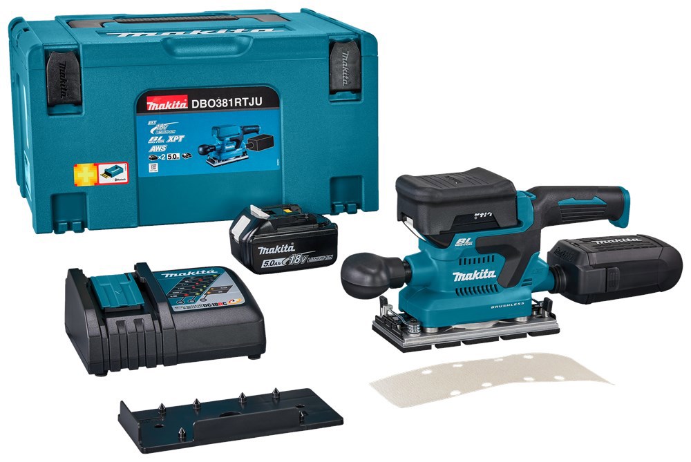 Accu Vlakschuurmachine Makita - DBO381RTJU 18.0V AWS