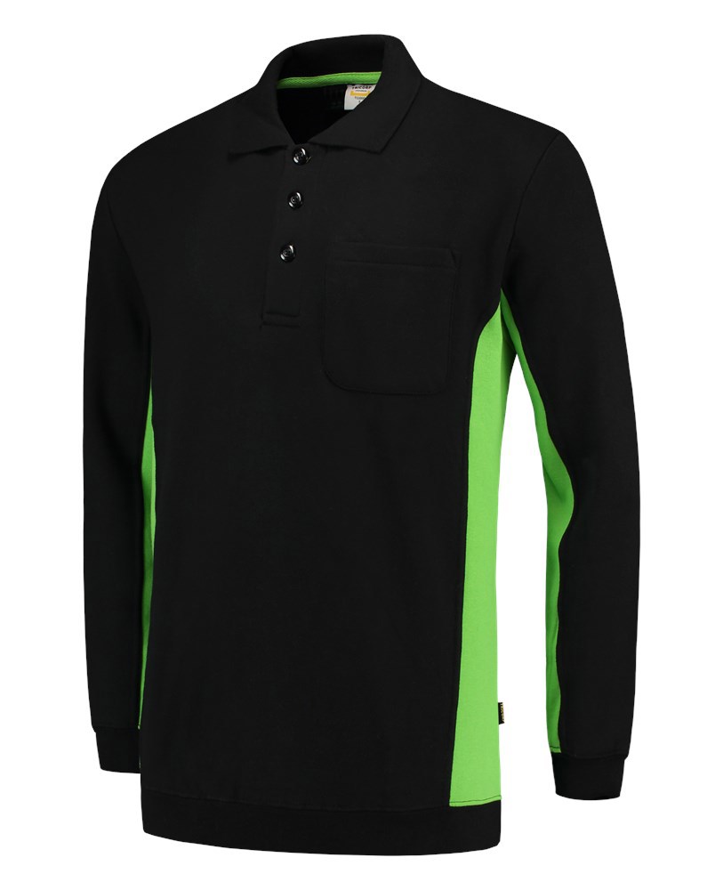 Polosweater Bicolor Borstzak Tricorp - 302001 ZWART/LIME L
