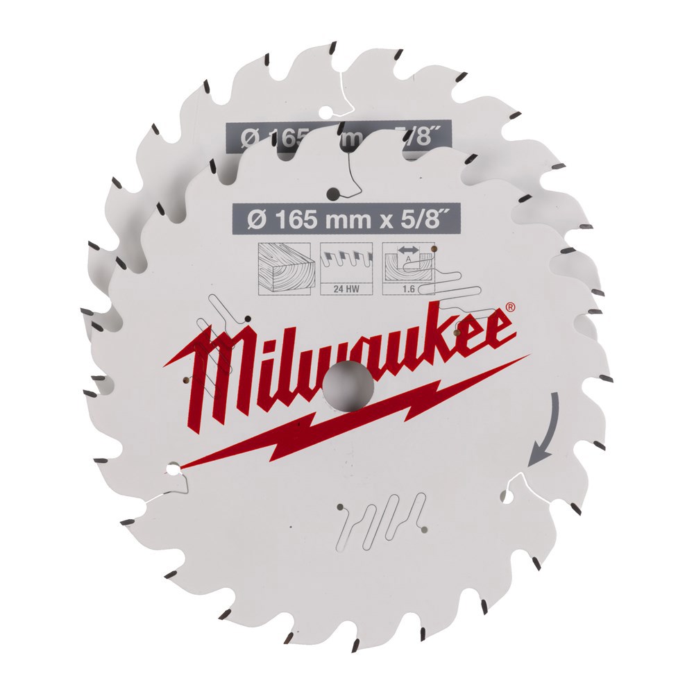 Cirkelzaagbladenset Milwaukee - 165X1.6X5/8''MM SET à 2 STUKS