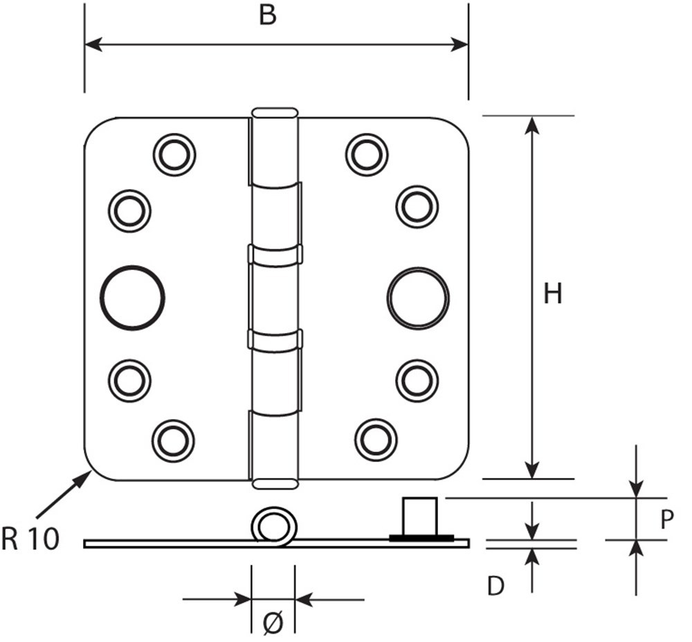 vh-kogellagerscharnier rvs dx-3