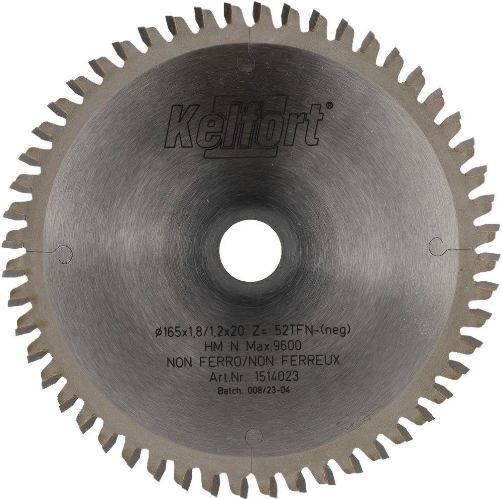 Cirkelzaagblad Hm Kelfort - 165X1.8X20MM 52TF NEGATIEF