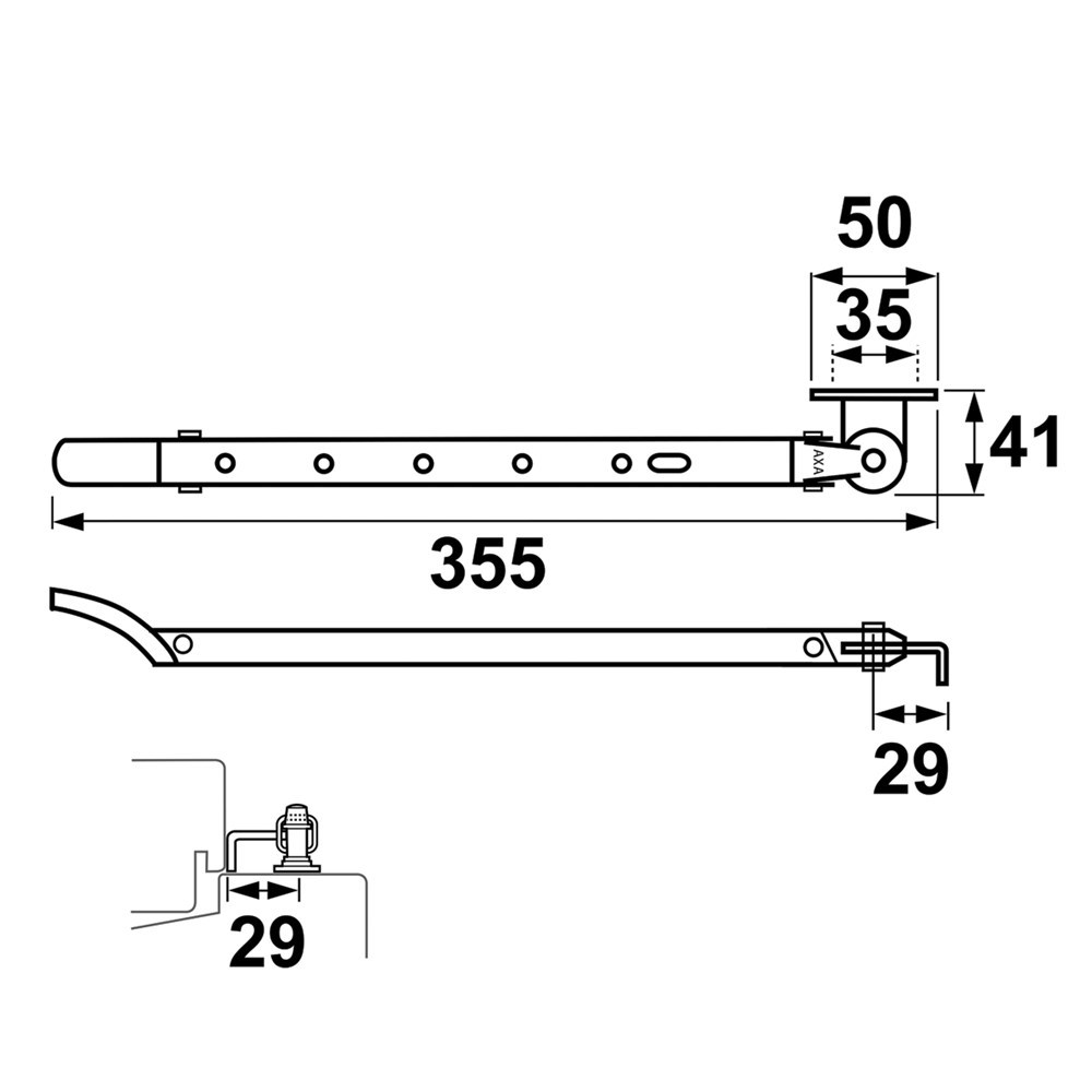 raamuitzetter rvs/zwart axa-4