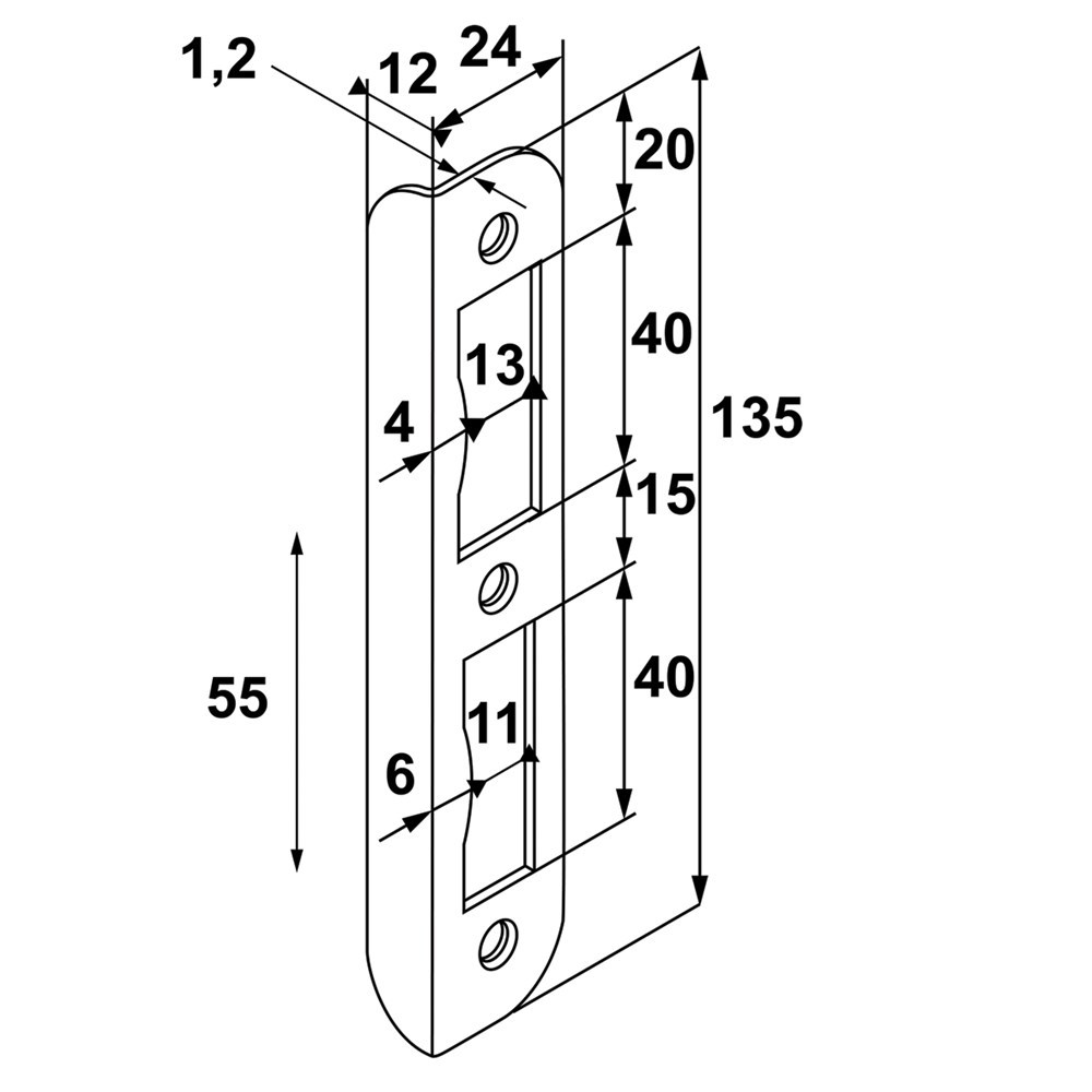 hoeksluitplaat zwart gelakt axa-3
