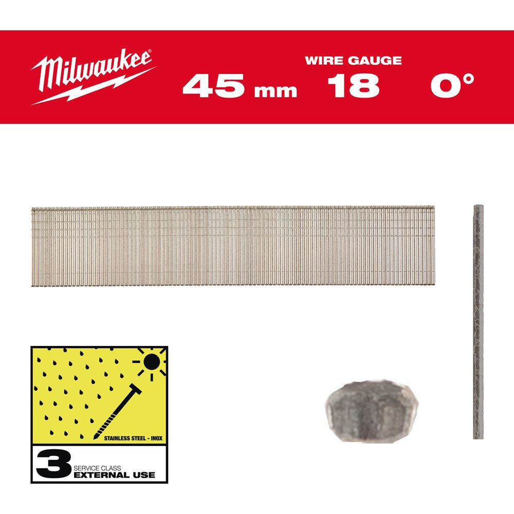 Brads Recht Rvs Milwaukee - SC3 1.2X45MM 18GA.
