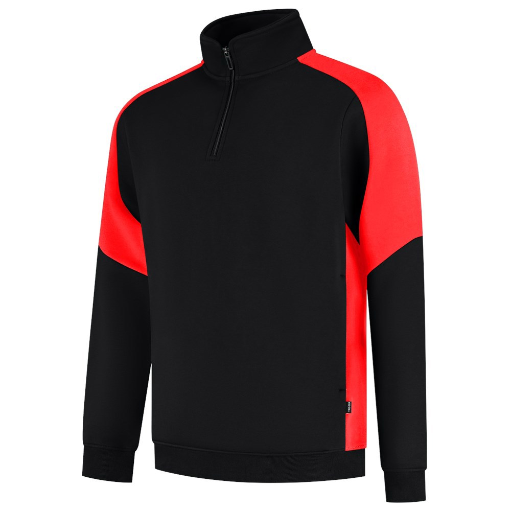 Sweater 1/2Zip Bicolor Redefined Tricorp - 306111 ZWART/ROOD XL
