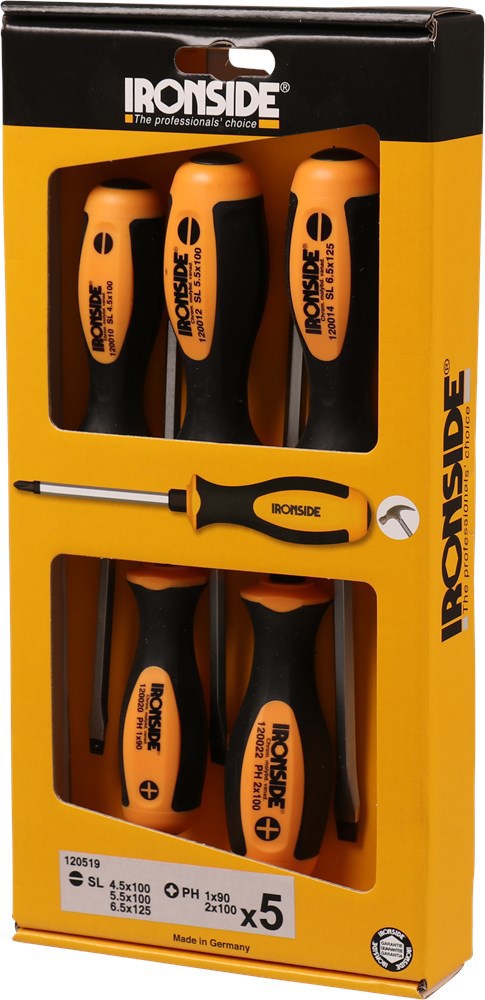 Schroevendraaierset Hamerkap Ironside - 5-DELIG PH1/PH2/SL4.5/5.5/6.5