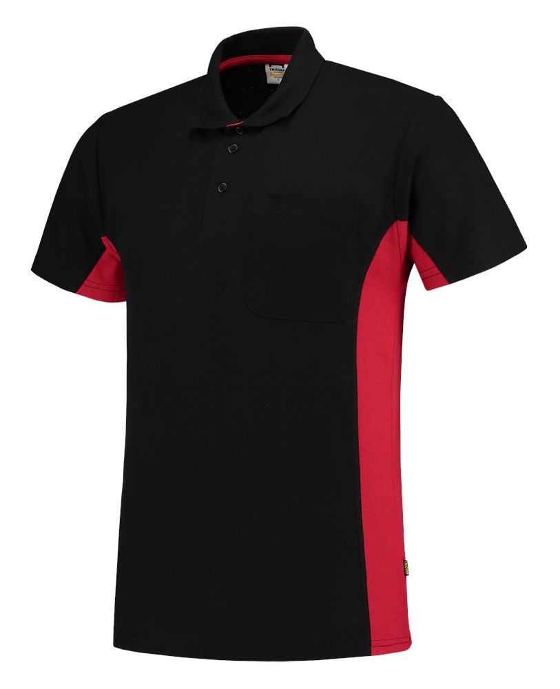 Poloshirt Bicolor Borstzak Tricorp - 202002 ZWART/ROOD L