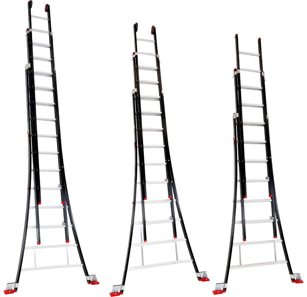 Reformladder Alu.Zwart Magnus Kelfort - 3X 8 TREDEN /GEBOGEN BOOM