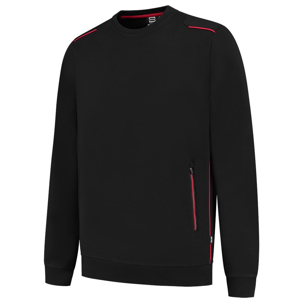 Sweater Bicolor Accent Tricorp - 302703 ZWART/ROOD XS