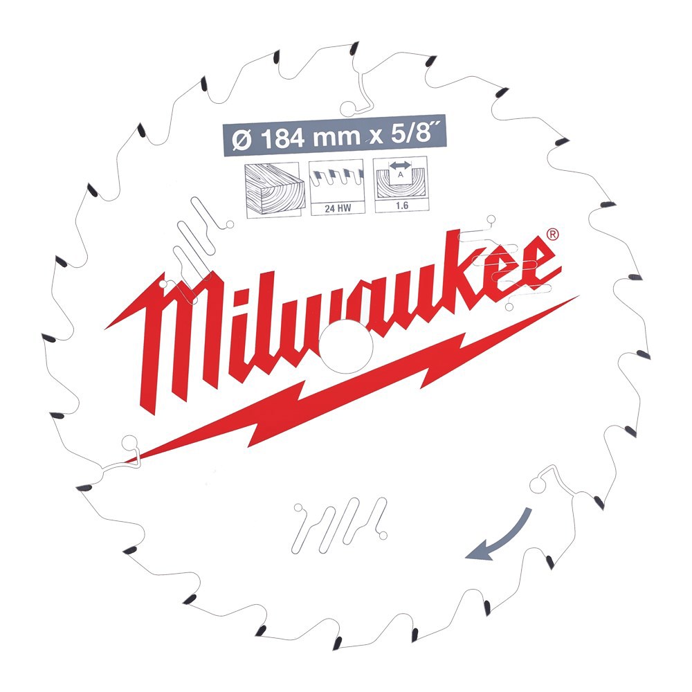 Cirkelzaagblad Hm Milwaukee - 184X1.6X5/8''MM 24ATB