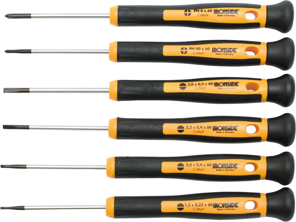 Schroevendraaierset Precisie Ironside - 6-DELIG 4XSLEUF/PH00/PH0