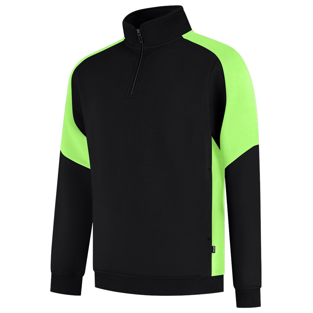 Sweater 1/2Zip Bicolor Redefined Tricorp - 306111 ZWART/LIME M