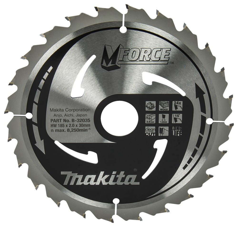 Cirkelzaagblad Hm Makita - 185X2X30MM 24T M-FORCE