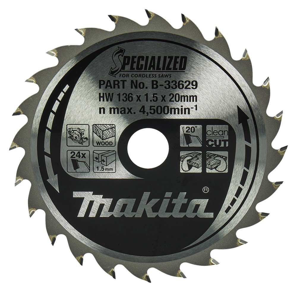 Cirkelzaagblad Makita - 136X1.5X20MM 24T ATAF