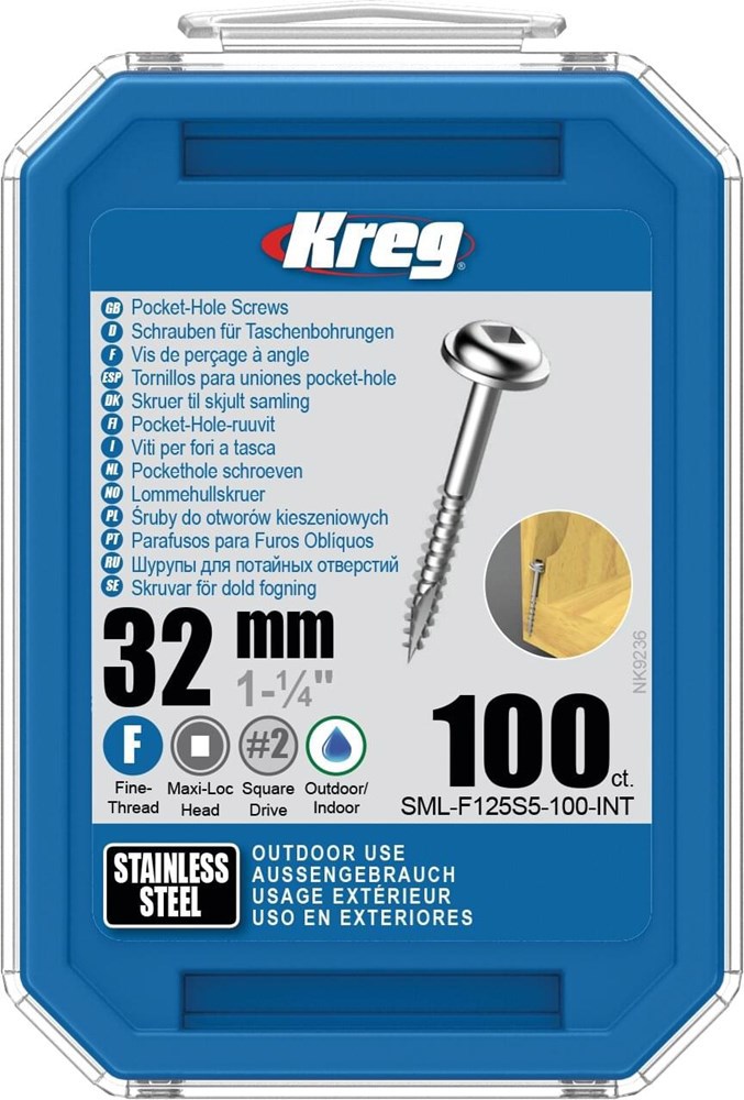 Pockethole Schroef Rvs Kreg - 32MM MAXI-LOC SQDR2