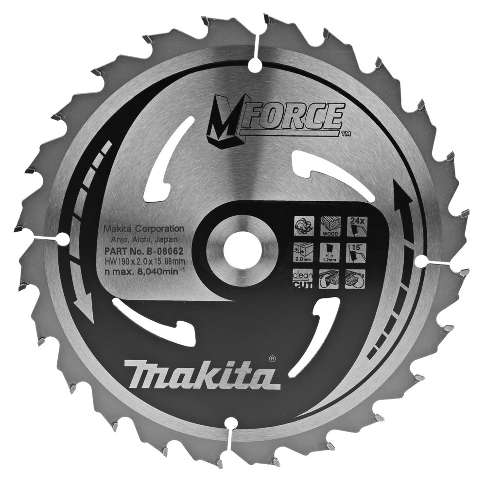 Cirkelzaagblad Hm Makita - 190X2.0X15.88MM 24T M-FORCE