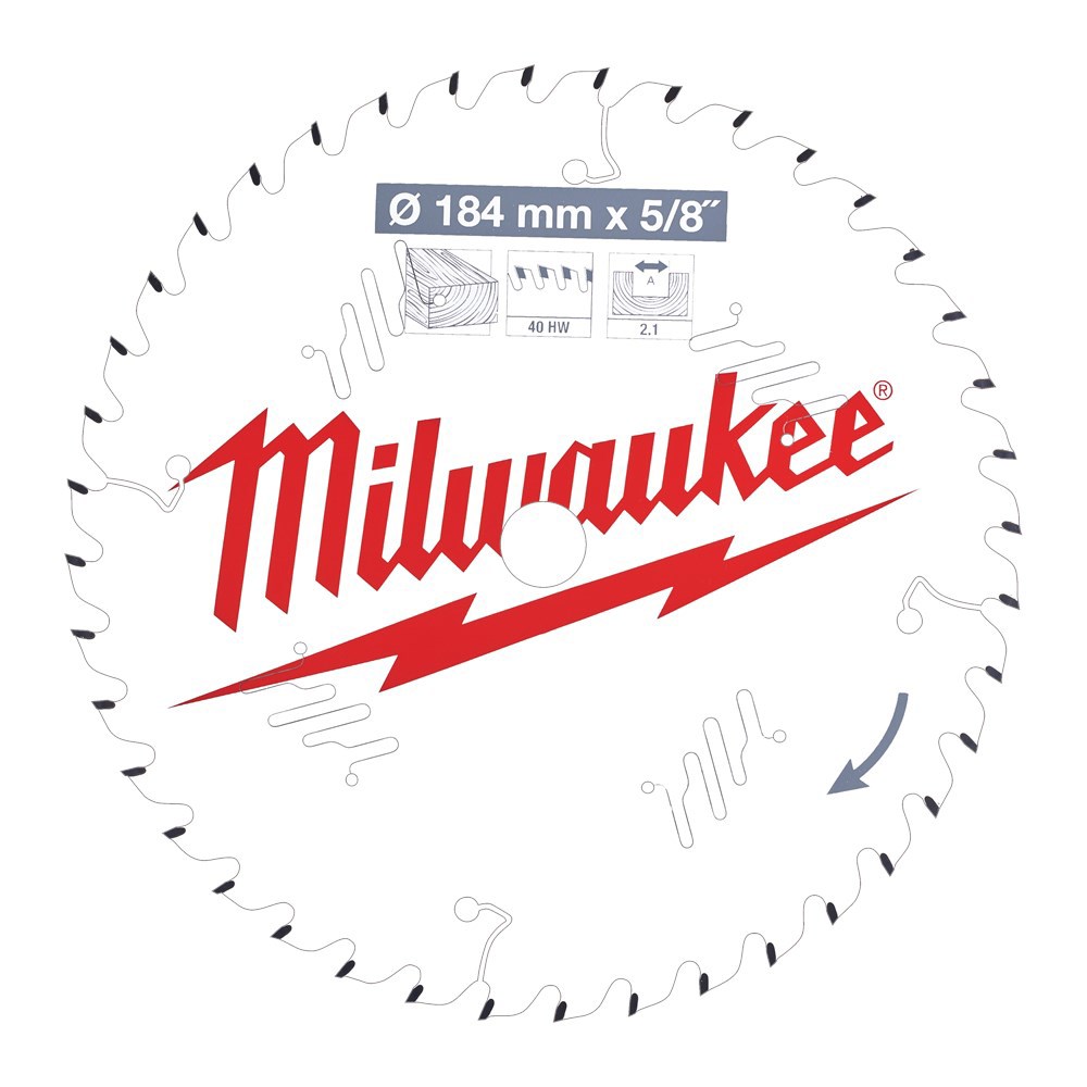 Cirkelzaagblad Hm Milwaukee - 184X2.1X5/8''MM 40ATB
