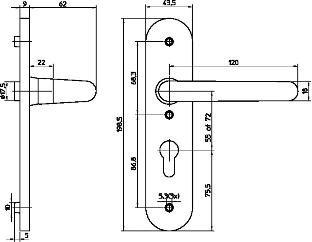 deurkrukgarnituur aluminium f1 nemef-3