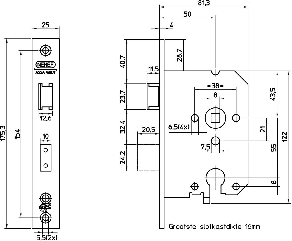 veiligheidsdeurslot insteek nemef-3