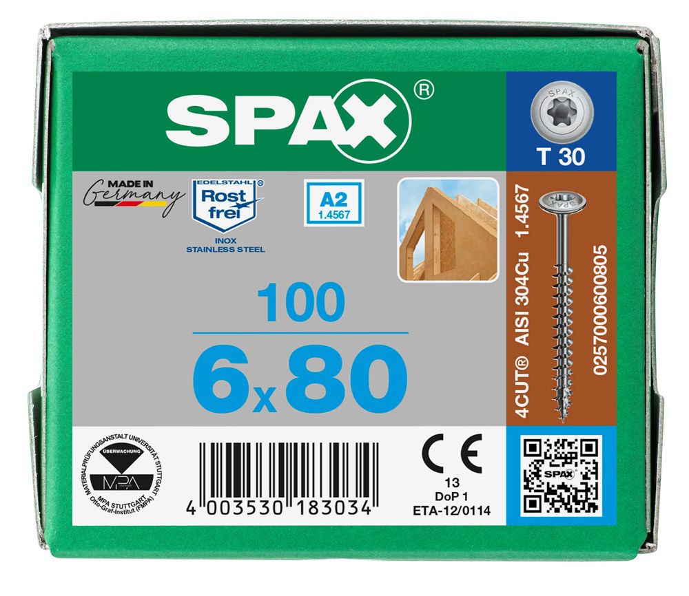 tellerkopschroef rvs a2 spax-6