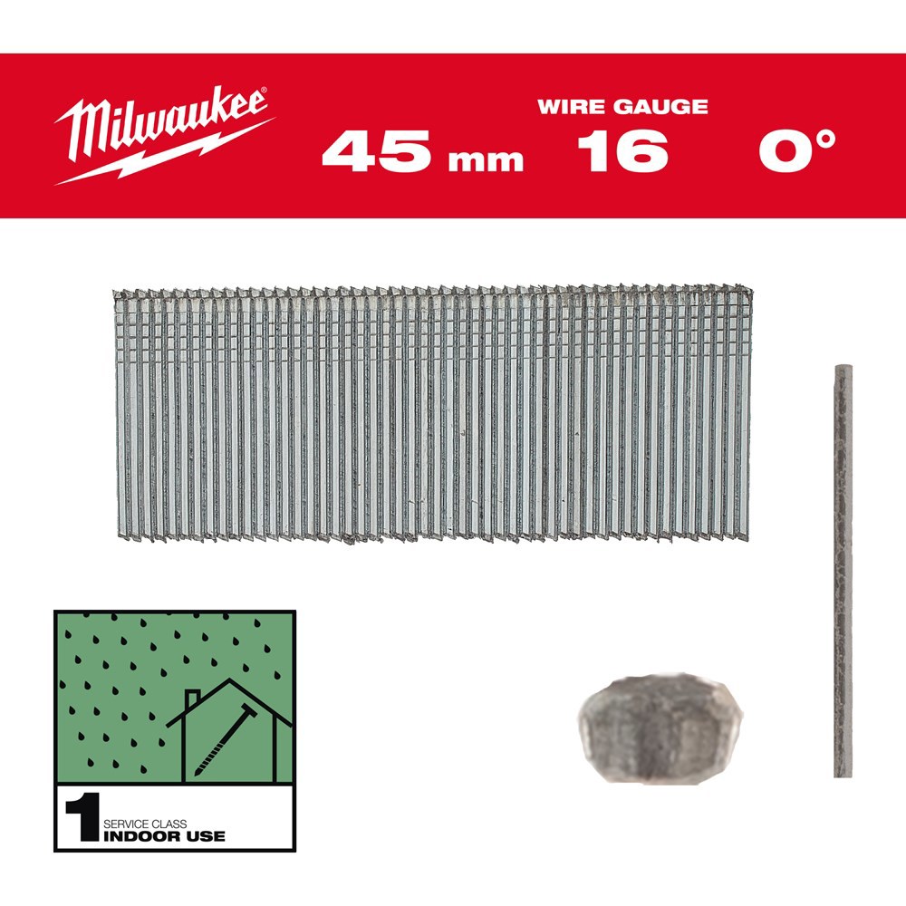 Brads Recht Gegalvaniseerd Milwaukee - SC1 1.6X45MM 16GA